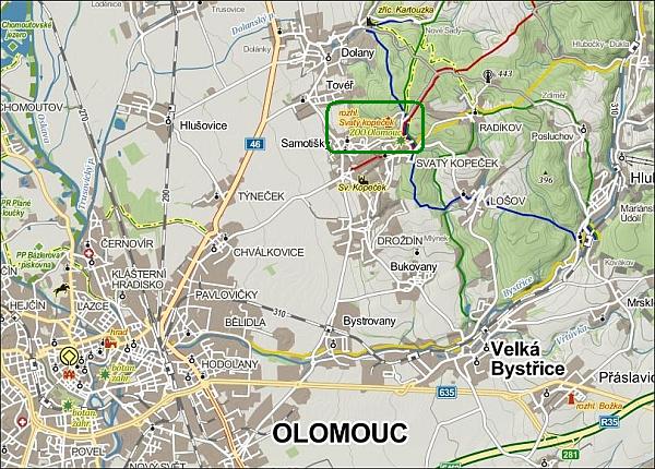 Svatý Kopeček u Olomouce - mapa